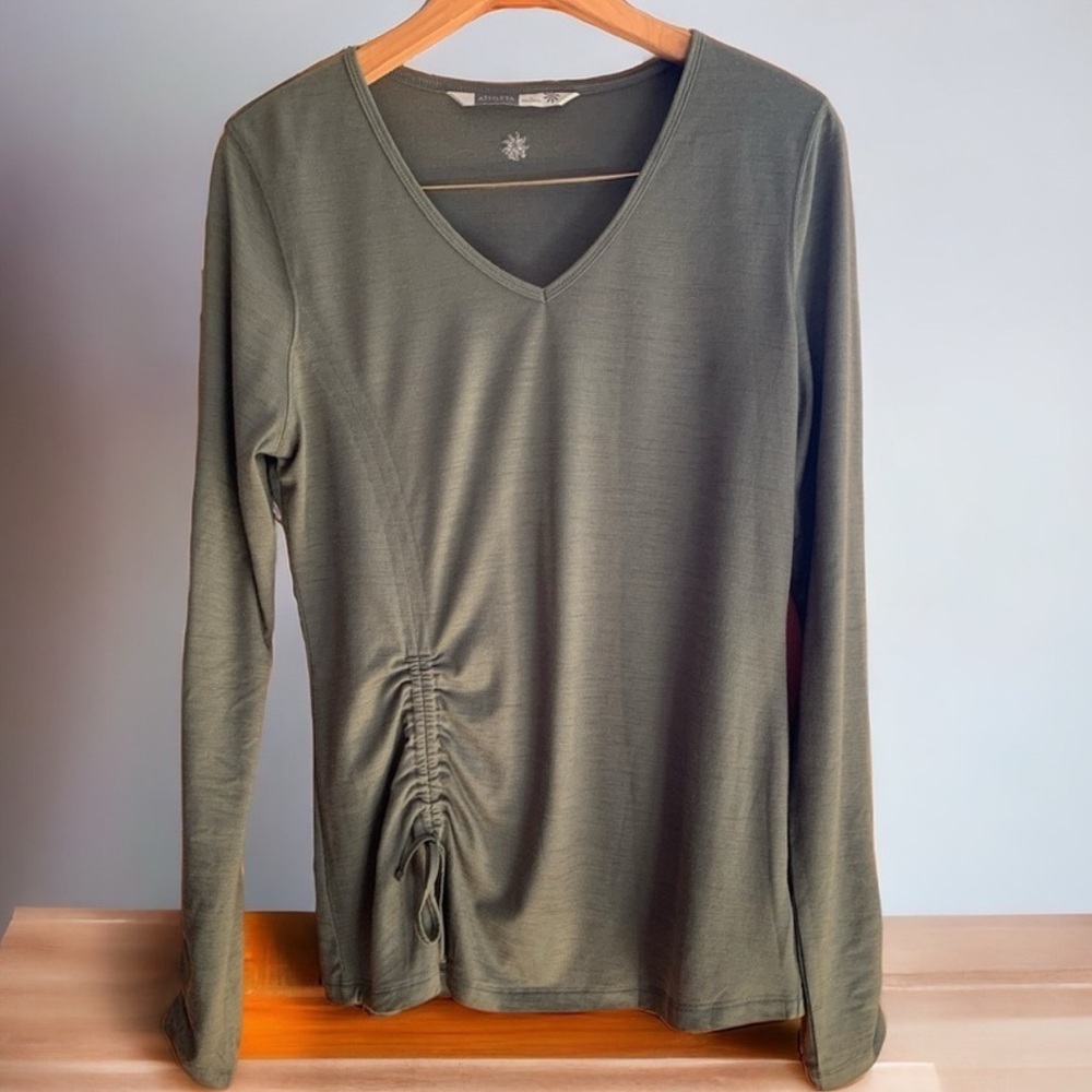 Athleta | Cinch Front Natural Fibers Long Sleeve Tee